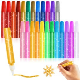 gisgfim 24 Pack Glitter Glue Pens 24 Color Washable Glitter Glue Stick Set 0.35 Oz Rainbow Gel Pens for Arts Crafts DIY Projects Slime Supplies Scrapbooking Cards Decorating Supplies