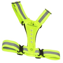Maclean MCE425 Reflective Vest with LED Lighting, 360° High Visibility Vest with Reflective Strips, 2 x 4 LEDs, on Front and Back Safety Vest for Running, Cycling, IPX2