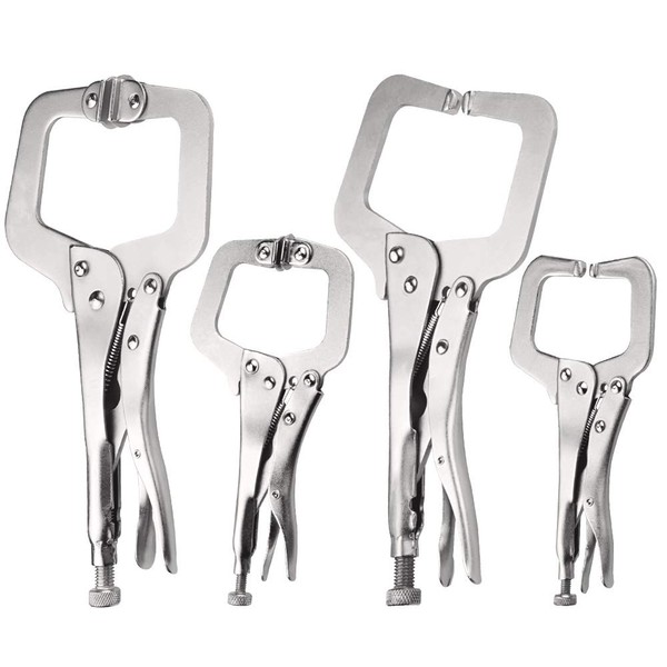 4 Piece C-Locking Pliers, 6 Inch and 11 Inch C-Clamp