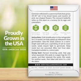 Common Milkweed Seeds for Planting - 3 Packs with Instructions Grow Asclepias Syriaca Wildflowers - Attract Monarch Butterflies & Help Conservation Non-GMO Heirloom Variety - Survival Garden Seeds