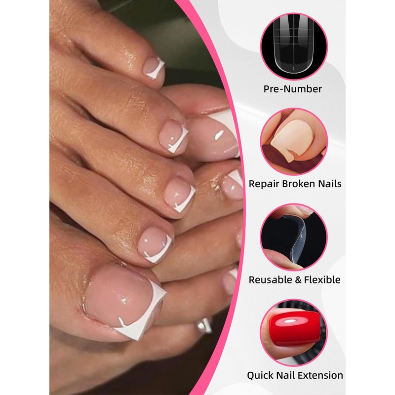 EBANKU 150PCS Poly Gel Nail Forms for Toes, Long Square