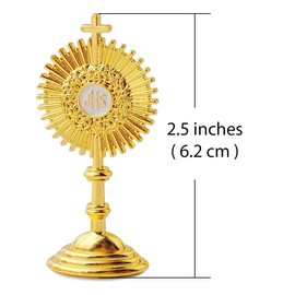 Catholic Town Communion Standing Cross Chalice Statue JHS Emblem with Sticker, 2.5 inches, Gold Tone (CTJHSEWS-G)