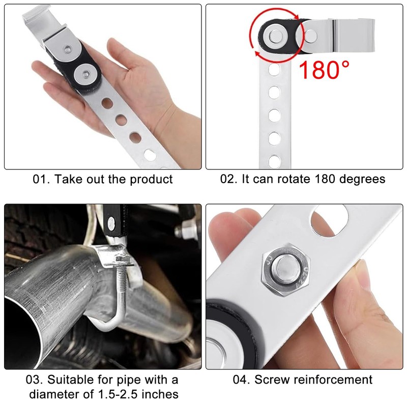 2 Pcs Heavy Duty Exhaust Hangers, Flexible Swivel Muffler Hanger