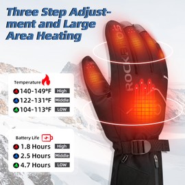 ROCKBROS Heated Gloves Electric Rechargeable Battery Thermal Gloves for Men Women Winter Touchscreen Waterproof Warm Glove Liners Cold Weather Gloves for Cycling, Skiing, Snowboarding
