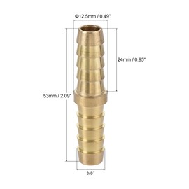 sourcing map Hose Barb Fitting, 3/8 to 3/8 Inch Brass Hollow Straight Quick Connector for Water Fuel Air Oil Gas, Pack of 2
