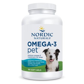 Nordic Naturals Omega-3 Pet, Unflavored - 180 Soft Gels - 320 mg Omega-3 Per Soft Gel - Fish Oil for Dogs with EPA & DHA - Promotes Heart, Skin, Coat,