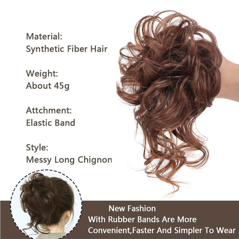 Hairpiece Hair Scrunchie Updo, Messy Hair Bun Hair Piece Curly