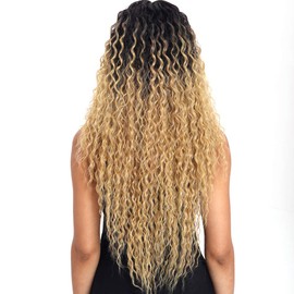 Joedir Lace Front Wigs Ombre Blonde 28'' Long Small Curly Wavy Synthetic Wigs for Women 130% Density Wigs(TAT6/27/24E)
