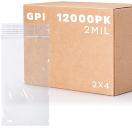 12,000 Case - 2" x 4" Small Zip Bags, 2 Mil, Clear Plastic Reclosable Zipper Poly Baggies, with Resealable Zip Top Lock Seal, for Jewelry, Coins, Pills, Candy, Beads, Seeds & More.