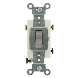 Leviton CS320-2GY 20-Amp, 120/277-Volt, Toggle 3-Way AC Quiet Switch, Commercial Grade, Grounding, Gray