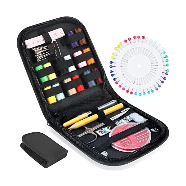 OWill Travel Sewing Kit, 94 pcs DIY Premium Sewing Supplies,Small Sewing Kits for Adults,Beginner, Needle and Thread Kit,Traveling and Emergency Clothing Fixes