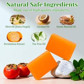 6PCS Persimmon Soap Bar for Body Odor Control, Cleansing Body Odor for Old People Smell, Natural Refreshing Bar Soap, Body Care for Strong Smell, Deeply Cleansing & Moisturizing for Women & Men