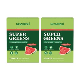 Newrish Nutrition Greens & Superfoods Powder-Supports Digestion, Bloating Relief, Gut Health & Energy, Probiotics& Antioxidants/Super Greens - Specification: 2 boxs