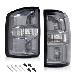CHEDA Smoke Lens Pair Tail Lights w/o Bulbs Compatible with GMC Sierra 1500 14-18/GMC Sierra 2500 HD 15-19/GMC Siera 3500 HD 15-19 GM2801281C GM2800281C Rear Lamp Assembly Pilotos Traseros Conjunto