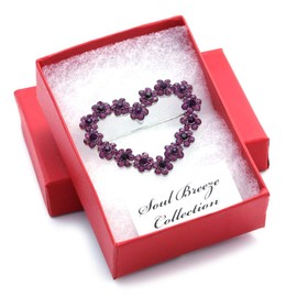 SoulBreezeCollection Valentine's Day Purple Heart Pin Brooch Designer Fashion Jewelry Charm