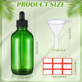 Dandat 50 Pack 4 oz Glass Dropper Bottles Leakproof 120 ml Glass Tincture Bottles with Eye Droppers, 4 Funnels, 54 Labels for Essential Oil Perfumes Hair Oil(Green)