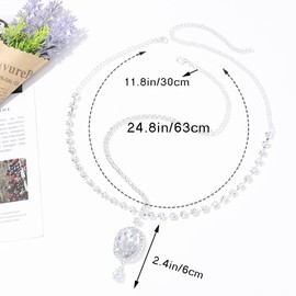 Formery Rhinestone Head Chain Silver Teardrop Crystal Forehead Headpiece Wedding Hair Accessories for Women