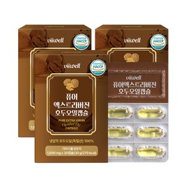 Bewell Pure Extra Virgin Walnut Oil Capsules 30 Capsules 3 / 비웰 퓨어 엑스트라버진 호두오일 캡슐 30캡슐 3개