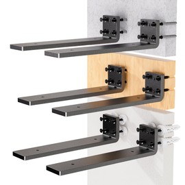 HOZE Sturdy Heavy Duty Shelf Bracket 8-Inch Set of 6, Perfect for Floating Shelves, Made from 1/5" Thick Metal in Matte Black Finish