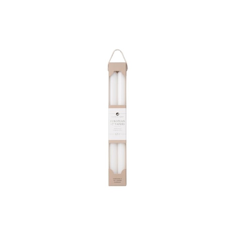 Northern Lights Candles - 12" 2pk Tapers - Pure White
