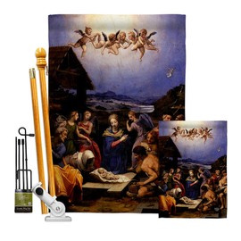 Ornament Collection The Adoration of Shepherds Garden House Flag-Kit Religious Faith Hope Grace Peace Dove Christian Religion Easter Decoration Banner Small Yard Gift Double-Sided, Made in USA