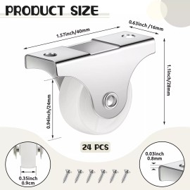 Maitys 24 Pcs 1 Small Casters Wheels Rigid Non Swivel Fixed Castor Wheels with