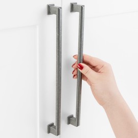 ASKANO Pack of 1, 10 Inch Hole Centers, Antique Iron Stepped Kitchen Cabinet Pull Vintage Handle ZP2206 | Solid Retro Hardware for Drawer, Dresser, Bathroom, Vanity, Furniture Door, Cupboard,10"