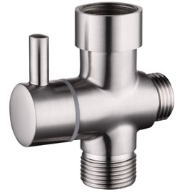 3-Way Solid Brass Brushed Nickel Shower Arm Diverter Valve G1/2 Thread - Universal Bathroom Replacement for Handheld and Fixed Showerheads - Tool-Free Installation Leak-Proof Design