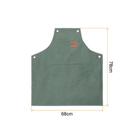 sourcing map Canvas Chef Aprons 75x68cm Adjustable Strap Waterproof Cross Back Kitchen Cooking Apron with 3 Pockets for Men Women Chef, Light Green