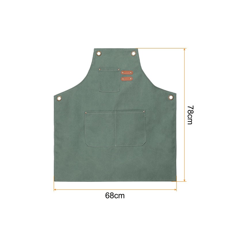 sourcing map Canvas Chef Aprons 75x68cm Adjustable Strap Waterproof Cross