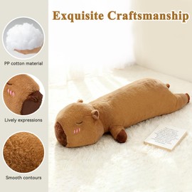 SHINUOER Capibara Plush, Cute Capibara Stuffed Animal,Long Capibara Body Pillow, Funny Plushies Soft Pillow Toy Gifts for Girls Boys 19.6 Inch