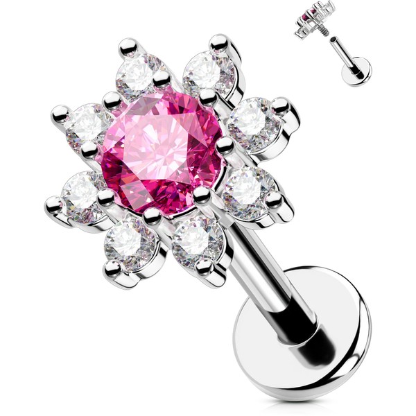 OUFER 16G Flower Helix Stud Internally Threaded Flat Back Earring