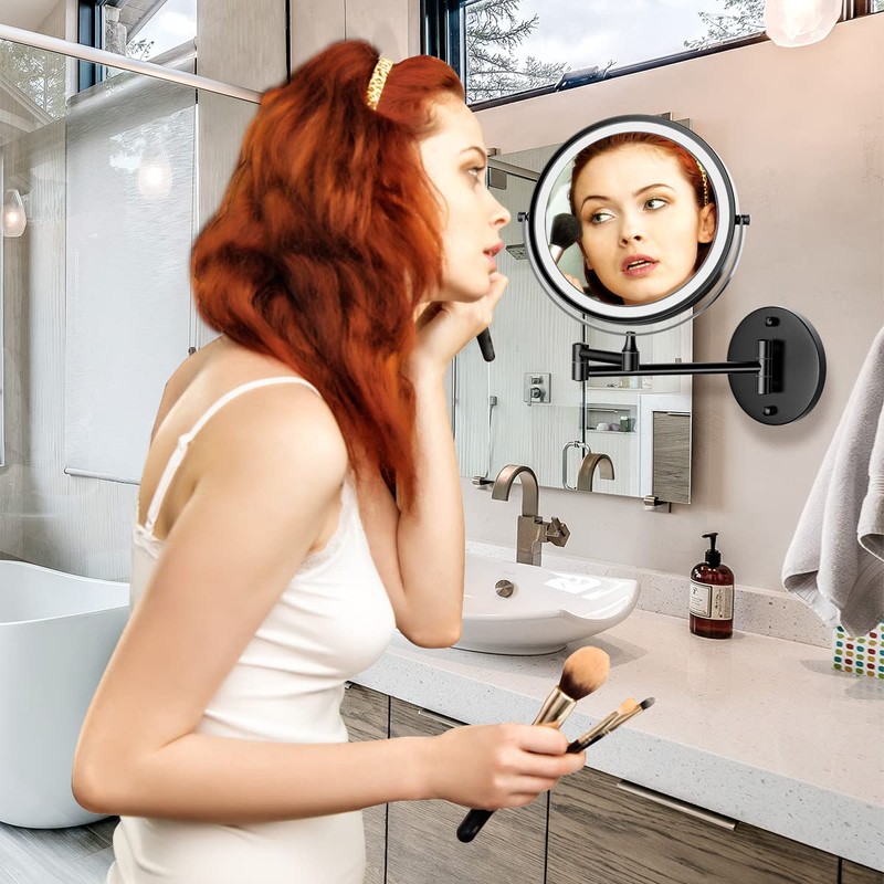 Rocollos Rechargeable Lighted Makeup Mirror, Vanity Mirror with 3 Color