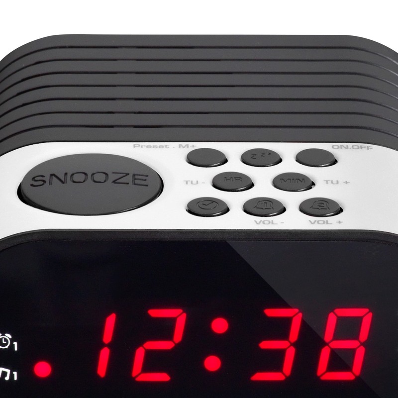 Lenco Clock Radio with LED Display, 2 Alarm Times, Dual