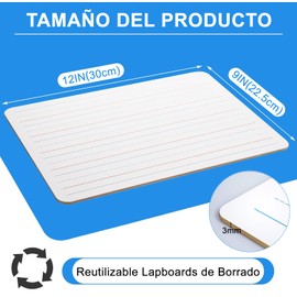 2 Pcs Lapboards de Borrado, 9 x 12 pulgadas Pizarra de Aprendizaje de dos Caras Lisas/Forradas, Tablas Blancas para Borrado en Seco, Pizarrón Blanca Pequeña para Estudiantes, Maestros