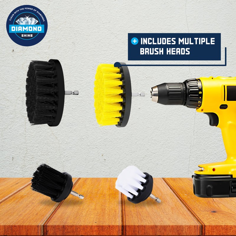 Diamond Shine 21-Piece Drill Power Scrubber Attachment Set – Includes
