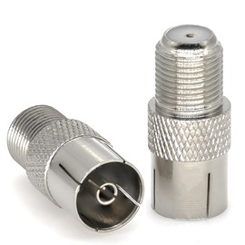 2pcs F-Type PAL TV Coaxial Connector, 50 Ohm F Female to PAL Female Antenna Adapter for TV, CATV, Radio, Coaxial Cable