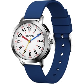 SOCICO Learning Watch Children's Watch, 3ATM/30M Waterproof Children's Watch for Boys Girls, Children's Watch Analogue Time Learning Thanksgiving Christmas Day Gift, blue, Modern