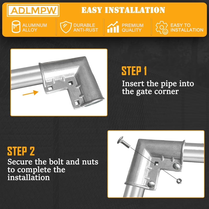 (8 Pack) Aluminum Chain Link Fence Gate Cornor, 1-3/8" x