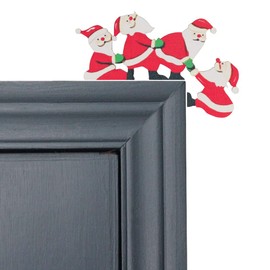 LONTG Wooden Christmas Door Frame Decoration Santa Claus Reindeer Ornament Funny Christmas Decoration Xmas Holiday Decor for Home Door Windows Walls