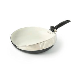 Handy Pan 2-in-1 Nonstick Frying Pan & Strainer, 10-Inch, Ceramic & Stainless Steel, PFOA Free, Dishwasher Safe, Induction, Gas & Electric Stove (Black)