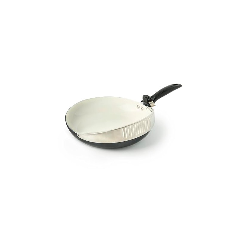 Handy Pan 2-in-1 Nonstick Frying Pan & Strainer, 10-Inch, Ceramic