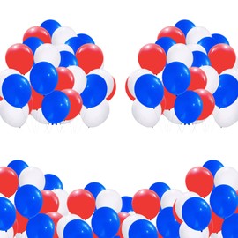 5 inch White Red Blue Balloons Latex Mini Balloons, 105 Pcs SmallBalloons Union Jack Party British Party.Balloon Helium.Balloon for VE Day 80th Anniversary Union Jack Coronation Souvenir Decoration