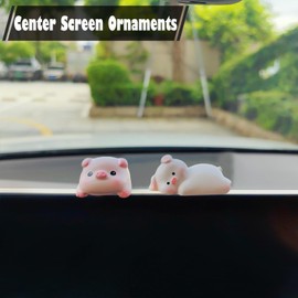 Starupway Little Animals Car Dashboard Decorations, Rear View Mirror Accessories Car Interior Dash Decor, Cute Pig Dog Cat Duck Bear Dashboard Accessories