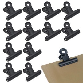 WEZCHUGHAOL Clip de hojas sueltas de gran Bulldog - 12 grandes bisagras de papel de toro negro clip de arte metálico, bolsa de alimentos