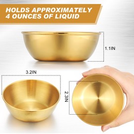 Tanlade 50 Pcs Metal Sauce Bowls 3.2 Inch Round Stainless Steel Seasoning Dishes Cups Mini Saucers Plates Small Sushi Dipping Bowls for Prep Ramekins Kitchen Party Supplies(Gold)