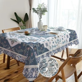 Washable Rectangular Tablecloth Vintage Florals Tablecloths Easy Care Outdoor Washable Garden Tablecloth for Outdoor Dining Room Kitchen Garden Party Weddings or Household 110 x 140 cm