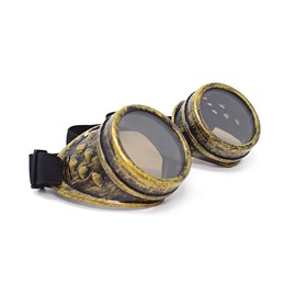 UltraByEasyPeasyStore Utra God with Brown enses Steampunk Gogges Mens Womens Cyber Gasses Victorian Punk Weding Cospay Gogges Goth Rustic Rivet Round Eyewear Fying Gogges Fancy Dress Piot Gogges, Gold With Light Brown Lenses, L