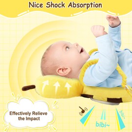 Baby Head Protector Backpack with Toddler Leash, Anti Lost Wrist Link, Adjustable Toddler Head Protection Backpack, 3 in 1 Cute Baby Fall Back Head Protector for Crawling Walking Gifts(Yellow Bee)