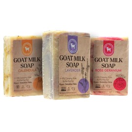 Honey Sweetie Acres 3-Pack Goat Milk Soap – Lavender, Rose Geranium & Calendula – Floral Spring Scents – Handcrafted 5 oz Bars – Made in the USA